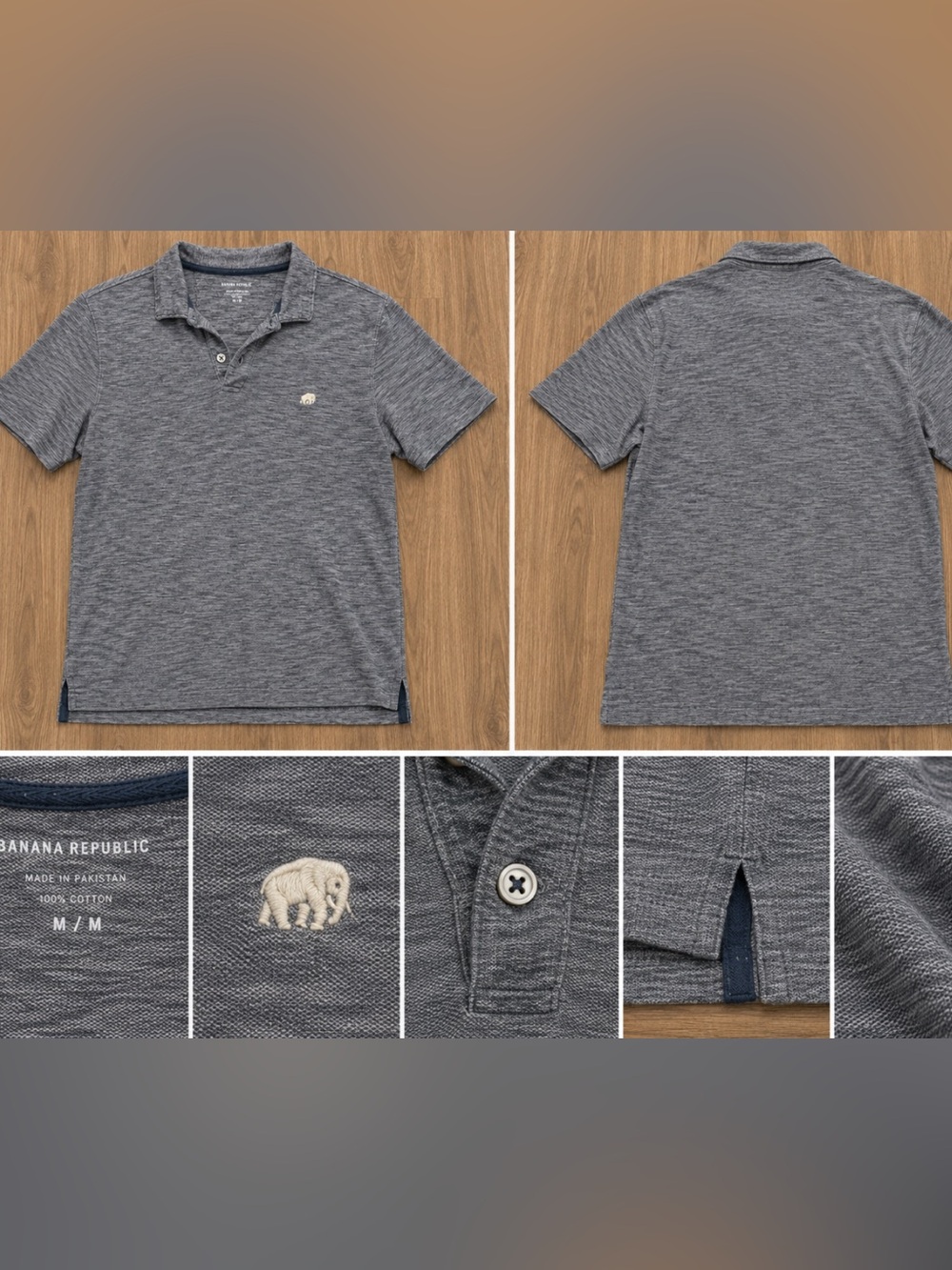 Banana Republic Heather Gray Polo with Elephant Logo